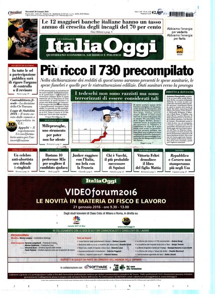 Italia oggi : quotidiano di economia finanza e politica